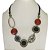 Colar médio c/ cordão, resina, costela de Adão, argola oval, pto de luz e chapas c/ cascalho - azul marinho e terracota 12591 - Imagem 2