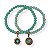 KIT C/ 2 PULSEIRAS DE CRISTAIS, BOLAS E BERLOQUES C/ STRASS TURQUESA 12601 - Imagem 2