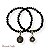 KIT C/ 2 PULSEIRAS DE CRISTAIS, BOLAS E BERLOQUES C/ STRASS PRETO 12602 - Imagem 2