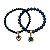 KIT C/ 2 PULSEIRAS DE CRISTAIS, BOLAS E BERLOQUES C/ STRASS - AZUL MARINHO 12603 - Imagem 2