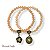 Kit c/ 2 pulseiras de bolas, cristais e berloques - Salmão 12604 - Imagem 2