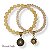 KIT C/ 2 PULSEIRAS DE CRISTAIS, BOLAS E BERLOQUES C/ STRASS BEGE E DOURADO 12605 - Imagem 2