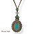 Colar longo c/ cordão, cachinho e ping. oval c/ cascalho - coral e turquesa 12609 - Imagem 1