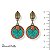 Brinco chapa c/ cascalho e pto de luz - coral e turquesa 12615 - Imagem 1