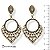 Brinco argola V customizado c/ bolinhas e strass - bege e dourado 12645 - Imagem 1