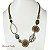 Colar médio c/ cordão, resina, costela de Adão, argola oval, pto de luz e chapas c/ cascalho - verde oliva e marrom 12639 - Imagem 2