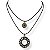 Colar curto 2 voltas de cordão e mandalas c/ strass - preto 12647 - Imagem 1