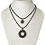 Colar curto 2 voltas de cordão e mandalas c/ strass - preto 12647 - Imagem 2