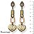 Brinco c/ gota de cordão, pto de luz e coração c/ strass - bege e dourado 12651 - Imagem 1