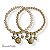 Kit c/ 2 pulseiras de bolas, cristais e berloques fundo do mar - nude e dourado 12670 - Imagem 1