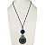 Colar longo de cordão ajustável c/ pedra de resina e mandala c/ cascalho - azul marinho 12764 - Imagem 2