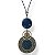 Colar longo de cordão ajustável c/ pedra de resina e mandala c/ cascalho - azul marinho 12764 - Imagem 1