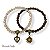 Kit c/ 2 pulseiras de bolas, cristais e berloques - Marrom 12763 - Imagem 2