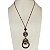 Colar longo c/ cordão ajustável c/ metais e couro de onça - 12811 - Imagem 2
