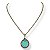 Colar curto corrente e mandala c/ cascalho e pto de luz - turquesa 12836 - Imagem 1