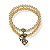 Kit c/ 2 pulseiras de bolas, cristais e berloques - bege e dourado 12861 - Imagem 1