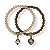 Kit c/ 2 pulseiras de bolas, cristais e berloques - marrom e dourado 12862 - Imagem 2