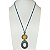Colar longo cordão, chapa c/ couro e ping. gota - azul e amarelo 12900 - Imagem 2