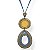 Colar longo cordão, chapa c/ couro e ping. gota - azul e amarelo 12900 - Imagem 1