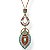 Colar longo de cordão ajustável c/ ping. gota e navete - coral e turquesa 12908 - Imagem 1