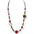 Colar médio c/ cordão, resinas e flor lateral vermelho e marinho - 12961 - Imagem 1