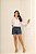 Short bolso lateral Jeans Feminino Escuro - Imagem 1