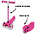 Patinete Rosa Rodas de LED Infantil Altura Ajustável 3 Rodas - Imagem 3
