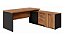 Mesa Dinâmica com Armário Lateral, Porta de Correr e Caixa de Tomadas 40mm |  1500/1800mm x 1600/450mm| Pé Painel- Nogal - Imagem 1