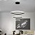 Lustre Sala Led 3 Anéis Moderno 113w 80cm Preto C/ Controle - Imagem 2