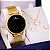 Relógio Champion Feminino Dourado Digital Led Rosa CH40133H Colar e Brincos - Imagem 5