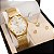 Relógio Feminino Champion Analógico Dourado Pulseira Mesh CN24093B Colar e Brincos - Imagem 5
