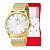 Relógio Feminino Champion Analógico Dourado Pulseira Mesh CN24093B Colar e Brincos - Imagem 1