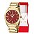 Relógio Feminino Dourado Champion Analógico Prova D'agua CN29409X Colar e Brincos - Imagem 1