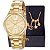 Relógio Feminino Mondaine Dourado Casual Analógico 99561LPMVDE1 Mulher + Pulseira Berloques - Imagem 1
