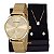 Relógio de Pulso Feminino Mondaine Dourado Mesh Prova D'Água 76752LPMVDE1K4 + Colar e Brincos - Imagem 1