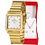 Relógio Feminino Champion Dourado Quadrado Pequeno CF24135H + Colar e Brincos - Imagem 1