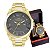 Relógio de Pulso Masculino Dourado Technos Militar Prova D'Água 2117LEF/1F + Pulseira Dourada - Imagem 1