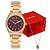 Relógio Feminino Mondaine Dourado Marsala 32920LPMKDE2K1 + Colar - Imagem 1