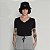 Camiseta Feminina Preta Básica Decote V - Imagem 3