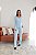 Pijama Feminino Americano Longo Azul Estampado - Imagem 3