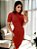 Vestido de Tricô Feminino Midi Modal Tubinho Manga Curta Colado com Fenda Lateral e Gola - Imagem 17
