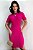 Vestido de Tricô Feminino Midi Modal Tubinho Manga Curta Colado com Fenda Lateral e Gola - Imagem 1
