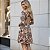 Vestido Curto Manga Longa Viscolycra Vazado Estampado Paisley Bege - Imagem 6