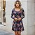 Vestido Curto Manga Longa Viscolycra Vazado Estampado Paisley Bege - Imagem 1