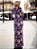 Vestido Longo Viscolycra Floral com Decote Vazado e Mangas Longas - Imagem 2