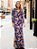 Vestido Longo Viscolycra Floral com Decote Vazado e Mangas Longas - Imagem 1