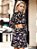 Vestido Curto Estampado Charlise Preto com Manga Longa e Babado - Imagem 2