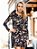 Vestido Curto Estampado Charlise Preto com Manga Longa e Babado - Imagem 3