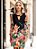 Vestido Curto Viscolycra Manga Longa Ombro Nu Estampa Tropical Preto - Imagem 1