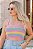 Cropped Tricot Canelado Decote Quadrado Listrado Colorido - Imagem 3